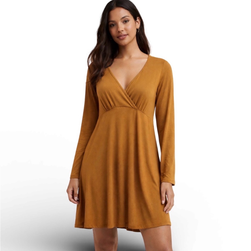 Beeson River Tunic Dress Mustard Long Sleeve Size XL EUC Boho Festival